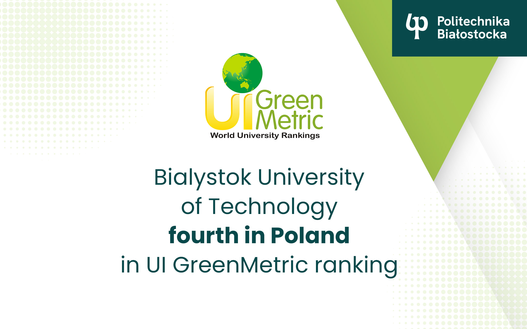 Bialystok University Of Technology Fourth In Poland In UI GreenMetric