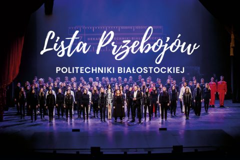 Na scenie Opery w Białymstoku stoi około 80 wykonawców, ktorzy wystąpili podczas widowiska Lista Przebojów Politechniki Białostockiej