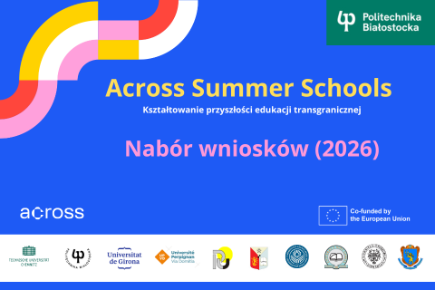 Grafika reklamująca ogłoszenie naboru na szkoły letnie Across