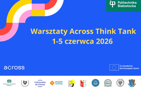 Grafika z tytułem i terminem warsztatów oraz logami uczelni Across