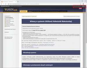 okno systemu usosweb - widok  przycisku logowania, który znajduje się w prawym górnym rogu strony