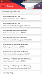 okno Grupy aplikacji Mobilny USOS PB