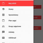okno menu główne aplikacji Mobilny USOS PB