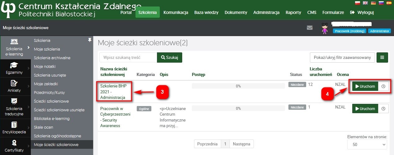 Widok nazwa ścieżki szkoleniowej
