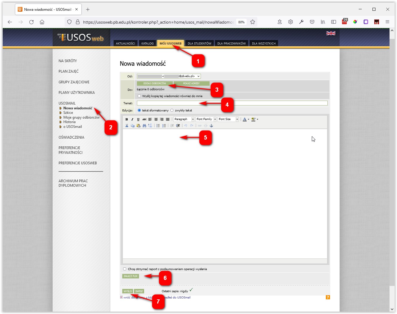 Wysyłanie wiadomości e-mail w systemie USOSweb