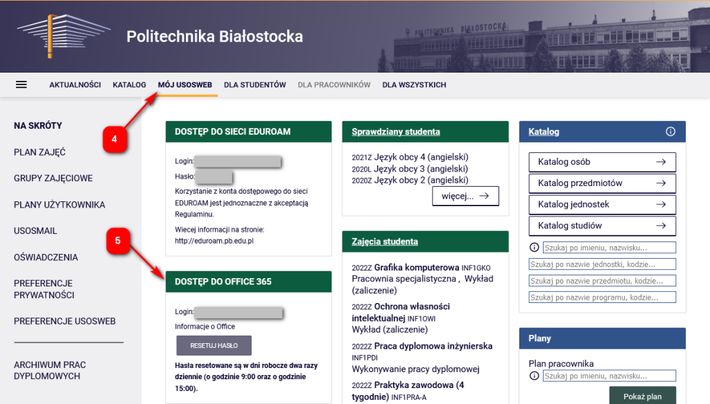Reset hasła w Usosweb