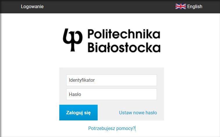 Widok logowania CAS