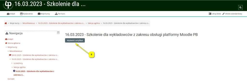 Widok zaświedczenia