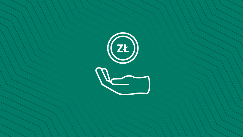 ikona złotówka w dłoni