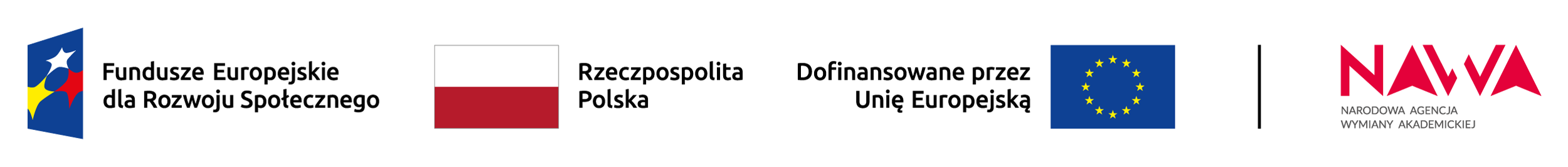 loga - fundusze europejskie, flaga RP, dofinansowanie UE, NAWA