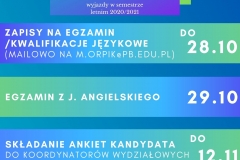 Harmonogram rekrutacji na studia Erasmus+ w sem. letnim 2020/21