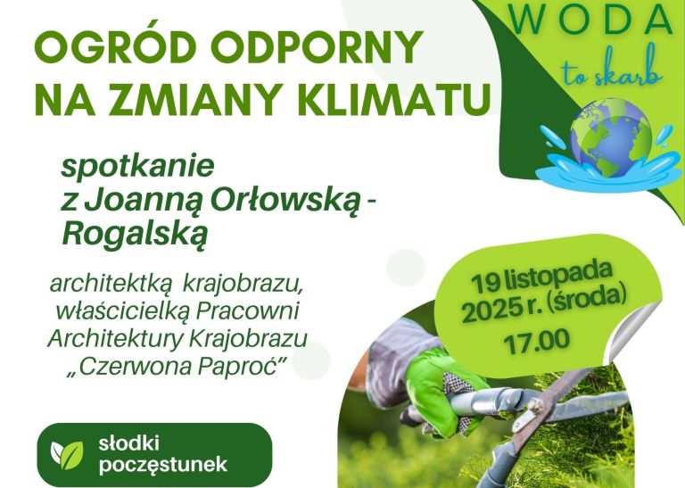 Plakat informacyjny o spotkaniu z Joanna Orłowską - Rogalską.