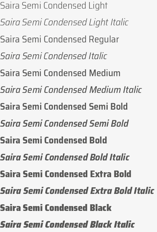 Saira Semi Condensed - font podstawowy PB