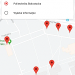 okno Mapy aplikacji Mobilny USOS PB