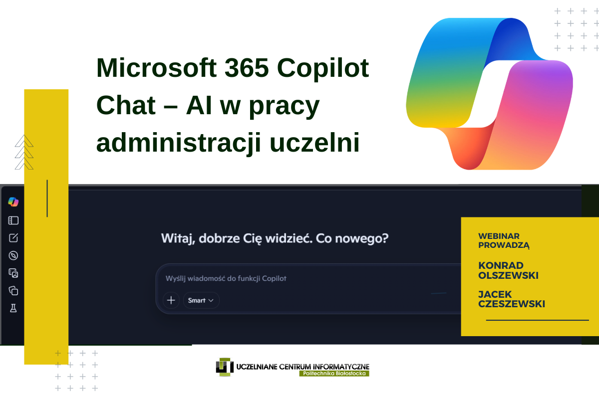 slajd informujący o webinarze a na nim logo Copilota