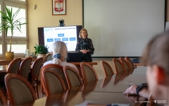 Wykład dr inż. Aleksandry Szaja w Politechnice Białostockiej. 19 września 2023 r. fot. Iryna Mikhno/ PB