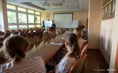 Wykład dr inż. Aleksandry Szaja w Politechnice Białostockiej. 19 września 2023 r. fot. Iryna Mikhno/ PB