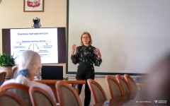 Wykład dr inż. Aleksandry Szaja w Politechnice Białostockiej. 19 września 2023 r. fot. Iryna Mikhno/ PB
