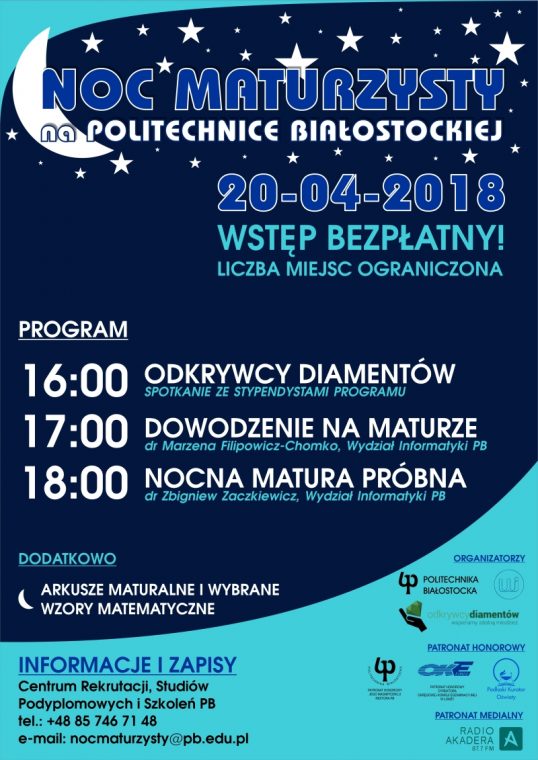 Plakat noc maturzysty Plakat noc matrzysty