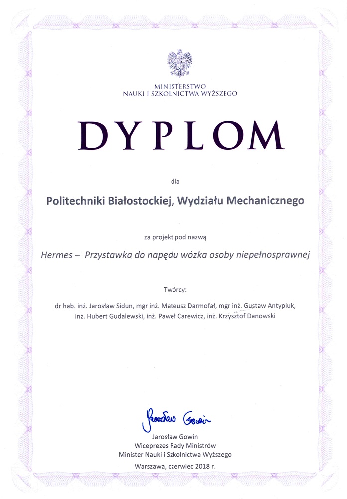 HERMES dyplom ministra