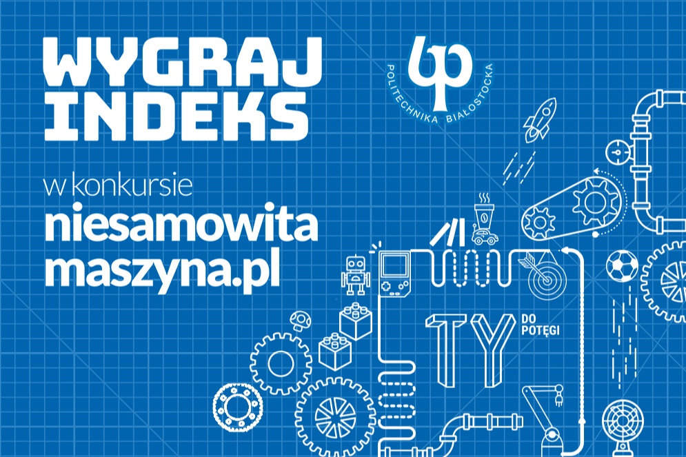 grafika promująca konkurs o indeks na studia pod nazwą Niesamowita Maszyna