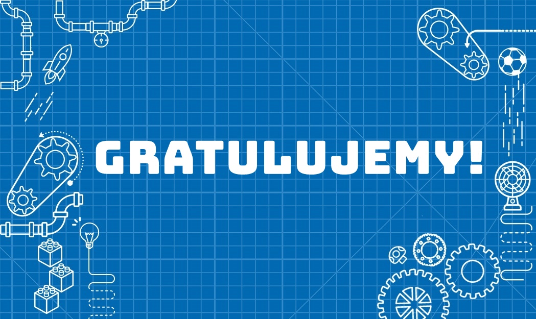 Grafika konkursu z napisem gratulacje