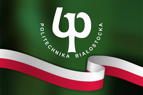 logo uczelni z flagą narodową