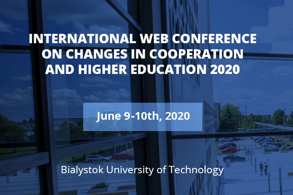 grafika informująca o International Web Conference on Changes in Cooperation and Higher Education 2020 w dniach 9-10.06.2020