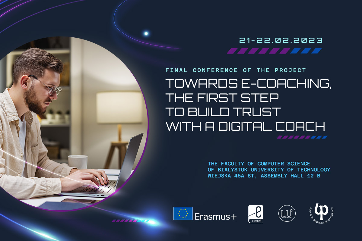 Grafika zaproszenia na konferencję e-coaching. Wersja angielska