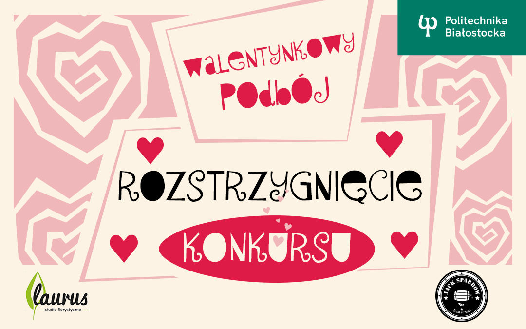 Grafika walentynkowa dotycząca rozstrzygnięcia konkursu walentynkowego