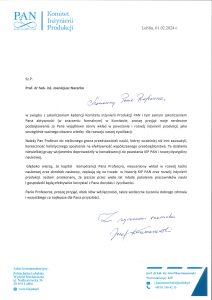 skan pisma z Komitetu Inżynierii Produkcji