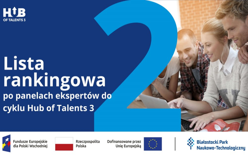 2. cykl inkubacji Hub of Talents 3. Lista rankingowa po panelach ekspertów