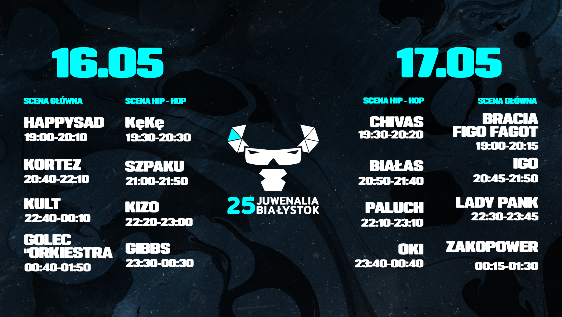 Lineup Dni Kultury Studenckiej Juwenalia Białystok 2025 na Kampusie Politechniki Białostockiej