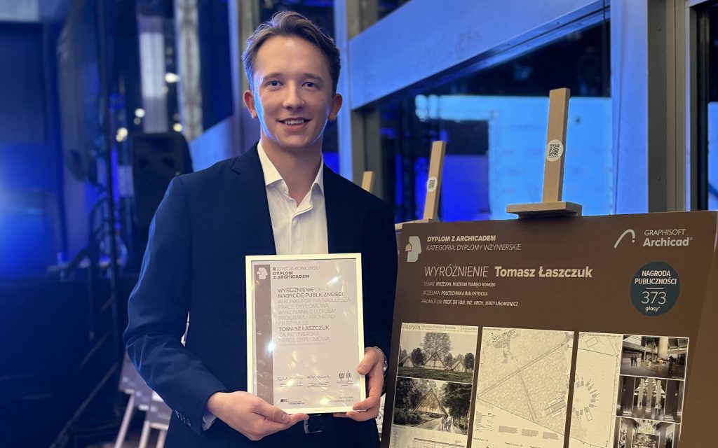Tomasz Łaszczuk – student Wydziału Architektury Politechniki Białostockiej dwukrotnie nagrodzony w konkursie Dyplom z Archicadem