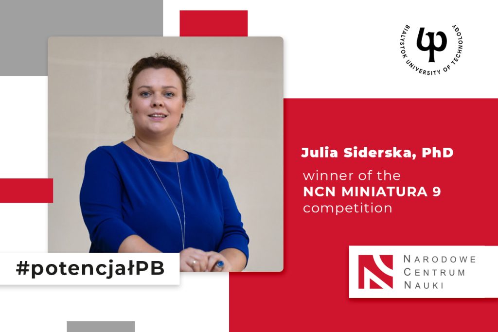 Julia Siderska, PhD, winner of the NCN MINIATURA 9 competition