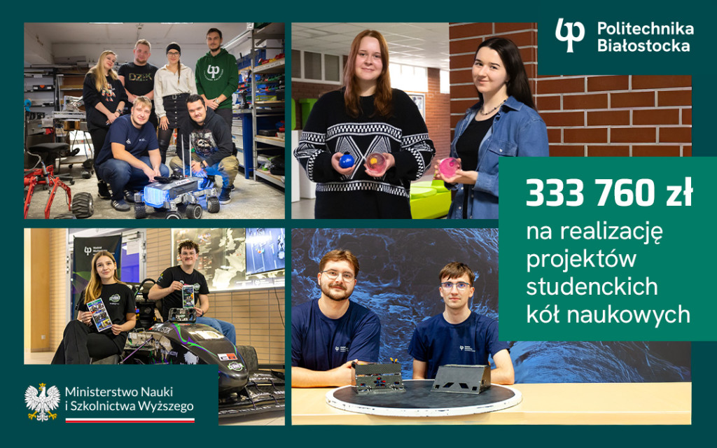 Studenci Politechniki Białostockiej dostaną 333 760 zł na innowacyjne projekty. Studenckie koła naukowe tworzą innowacje