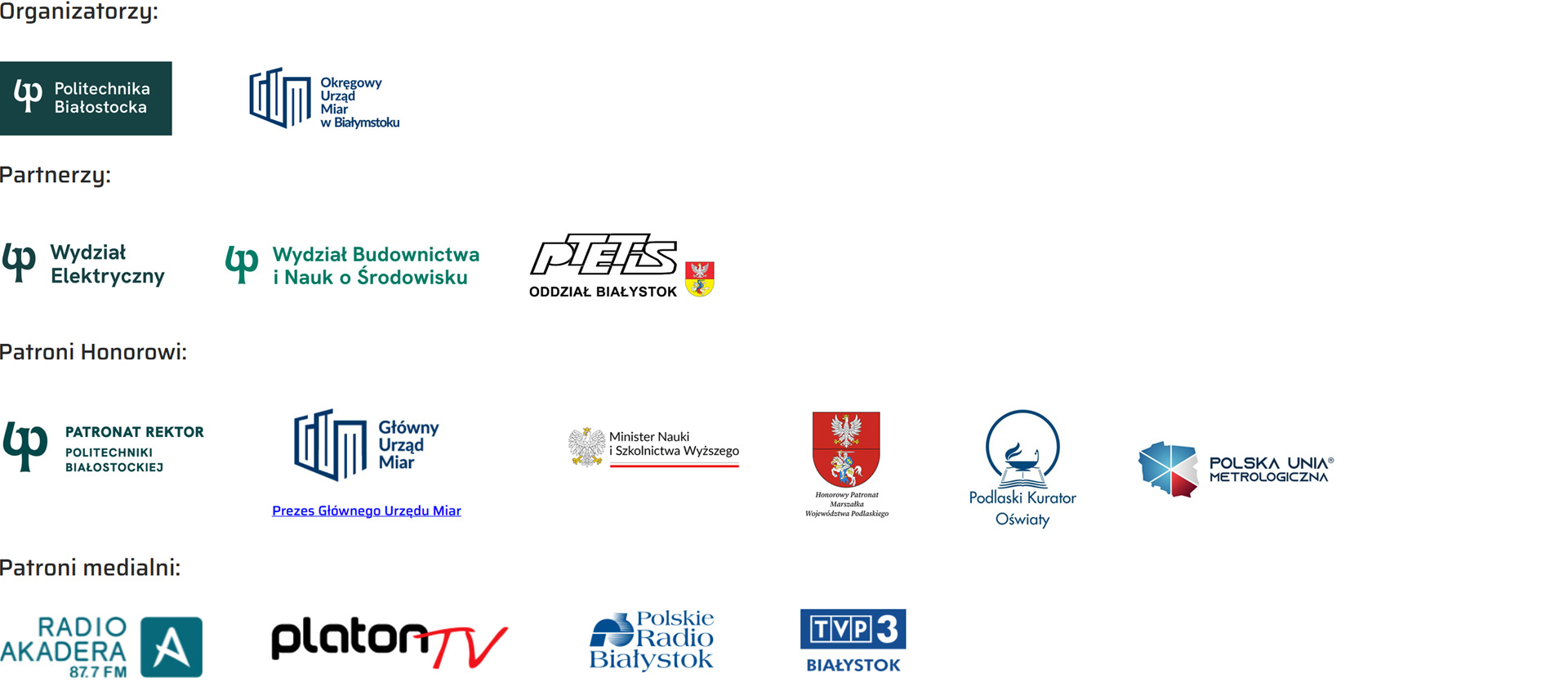 Loga organizatorów i partnerów konkursu Metroliga