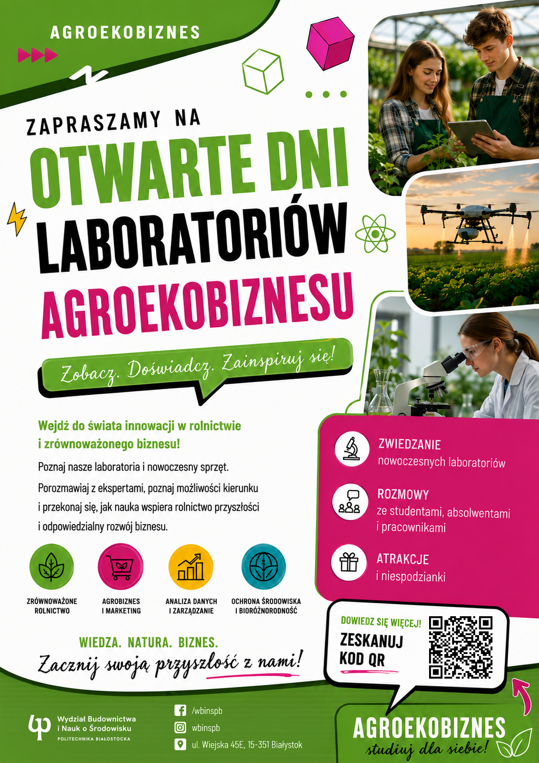 plakat z napisem: Otwarte Dni Laboratoriów Agroekobiznesu