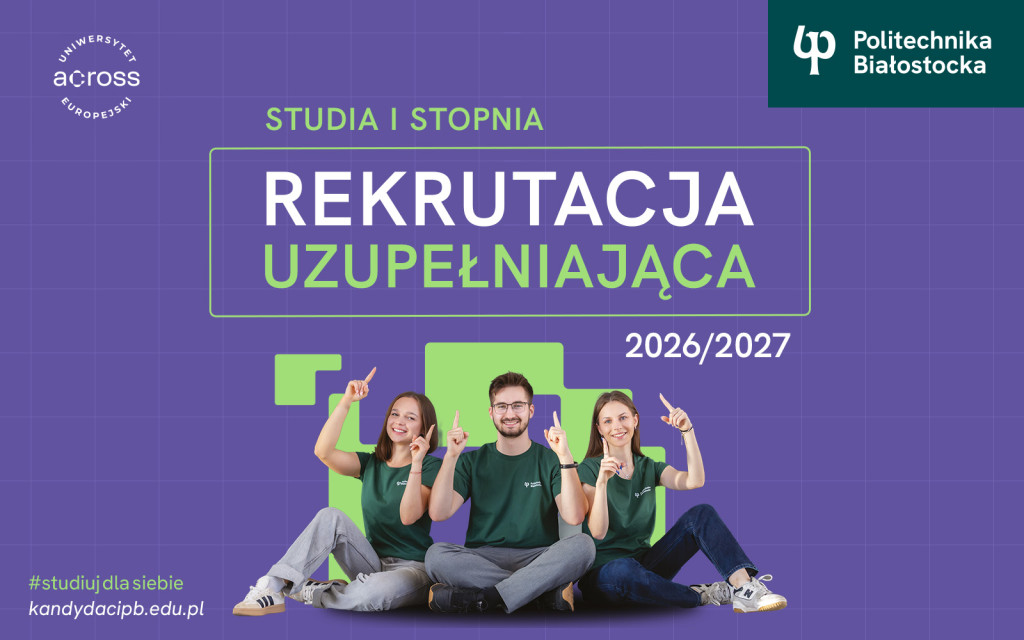 grafika ze studentami i informacje dotyczącymi rekrutacji na studia I stopnia