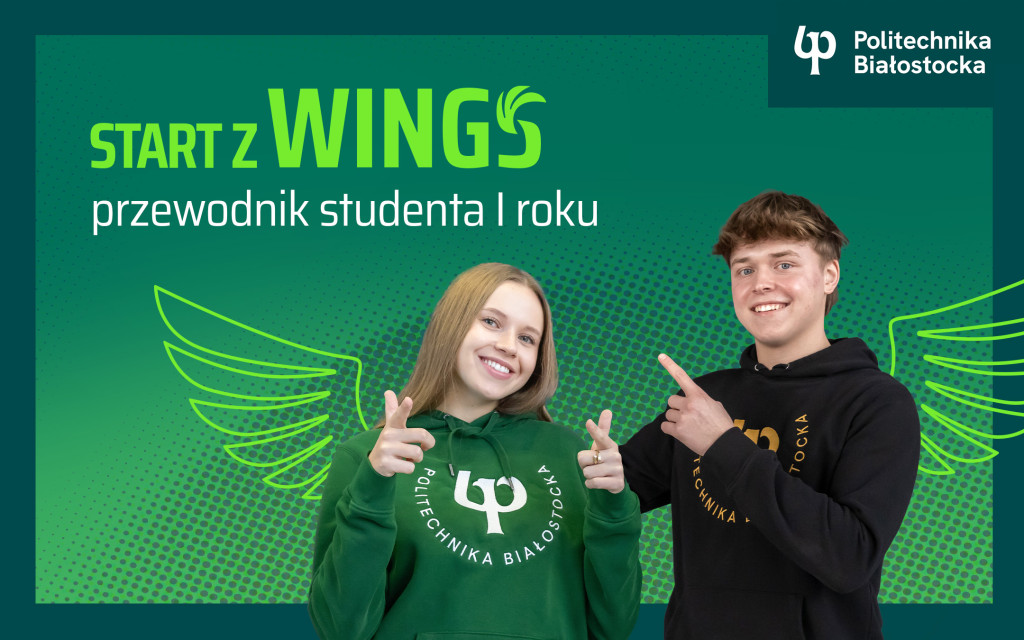 grafika programu Wings ze zdjęciem uśmiechniętych studentki i studenta