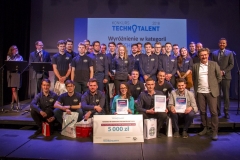Gala Konkursu Technotalent 2018 - Technotalent PB - zwyciężczyni Ewelina Brzozowska („Crowler – pełzak rehabilitacyjny”) i wyróżnieni: Jan Godlewski ("Wstawacz") i Cerber Motorsport
