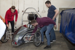 Pneumobil z Wydziału Mechnicznego przed zawodami Aventics Pneumobile Competition 2019 r. na Węgrzech, fot. zasoby WM PB