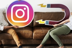 People holding an Instagram icon