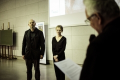 Karolina Zuba i Hubert Trammer. Gala konkursu Drewno w Architekturze 2019 na Wydziale Architektury PB. 14 listopada 2019 r., fot. B. Śliwecki (WA)