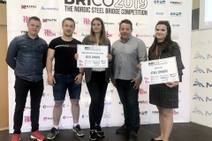 Studenci Koła Naukowego "Konstruktor" na WBiIŚ zdobyli złoto i srebro na międzynarodowym konkursie mostów stalowych BRICO 2019 w Estonii, 13-17 maja 2019 r.