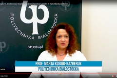 Prof. Kosior-Kazberuk podczas webinarium pt. „Budowanie międzynarodowej reputacji uczelni w warunkach pandemii”