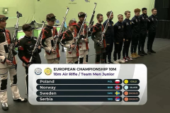 Michał Chojnowski, Wiktor Sajdak, Jakub Kowalski podczas na Strzeleckich Mistrzostwach Europy w Tallinie 2023. Fot. PZSS/media