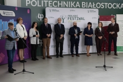 Uczestnicy konferencji prasowej XIX PFNiS na holu CNK PB. fot.Dariusz Piekut/PB