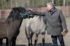 Prof. Sławomir Bakier głaszcze komiki polskie w Ośrodku Rehabilitacji Zwierząt BPN_fot.Dariusz-Piekut_PB-21