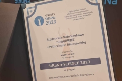 SKN DROGOWIEC wyróżnione w konkursie StRuNa2023 _fot. własność SKN DROGOWIEC_ Wydział Budownictwa I Nauk o Środowisku PB